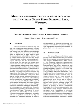 Mercury and Other Trace Elements in Glacial Meltwater at Grand Te 2