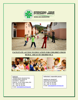 Facilitate Access to Education for Children from Rural Areas of Srebrenica