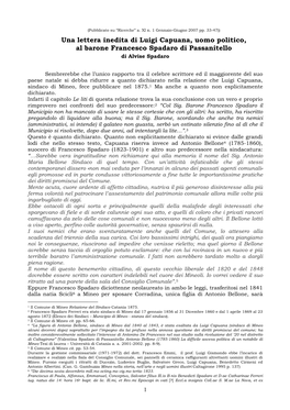 Una Lettera Inedita Di Luigi Capuana, Uomo Politico, Al Barone Francesco Spadaro Di Passanitello