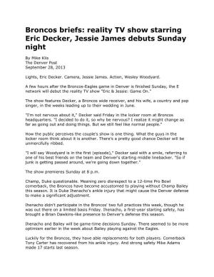 Reality TV Show Starring Eric Decker, Jessie James Debuts Sunday Night