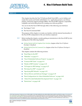 4. Nios II Software Build Tools