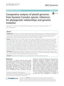Comparative Analyses of Plastid Genomes from Fourteen Cornales