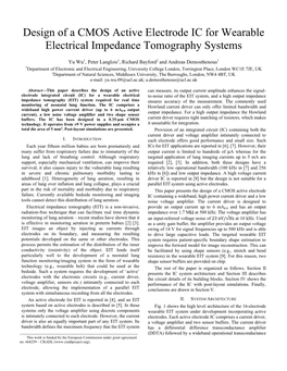 Design of a CMOS Active Electrode IC for Wearable Electrical Impedance Tomography Systems