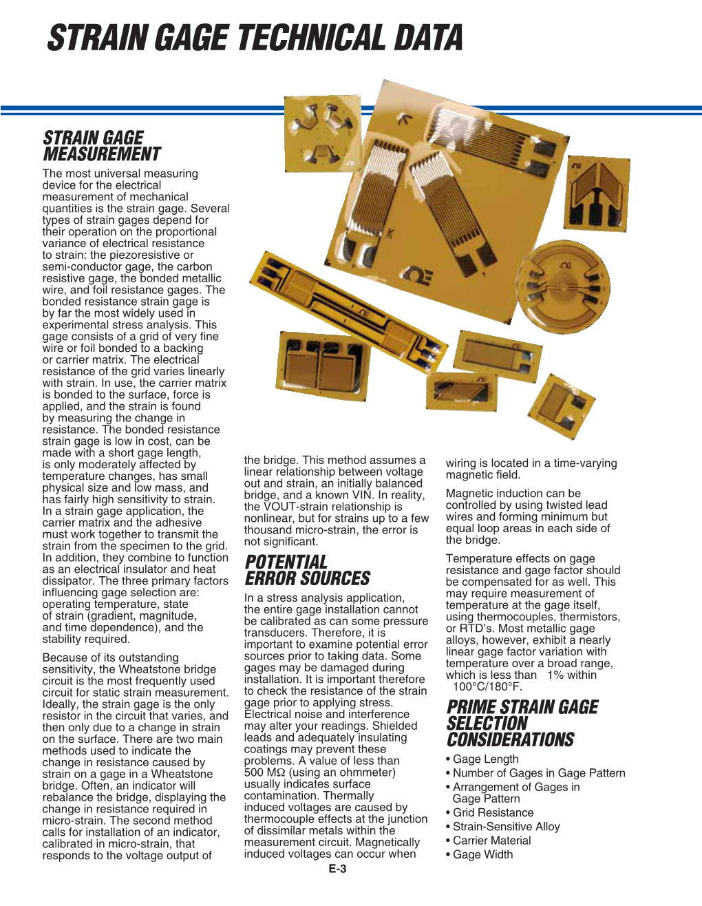 Strain Gage Technical Data