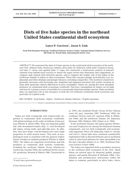 Diets of Five Hake Species in the Northeast United States Continental Shelf Ecosystem