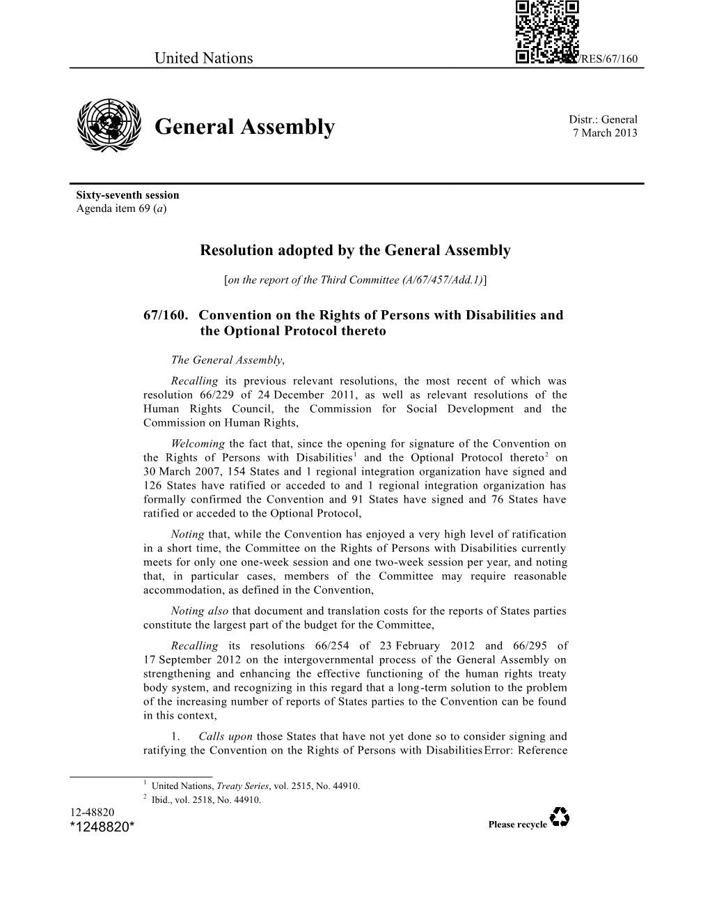 Resolution Adopted by the General Assembly s1