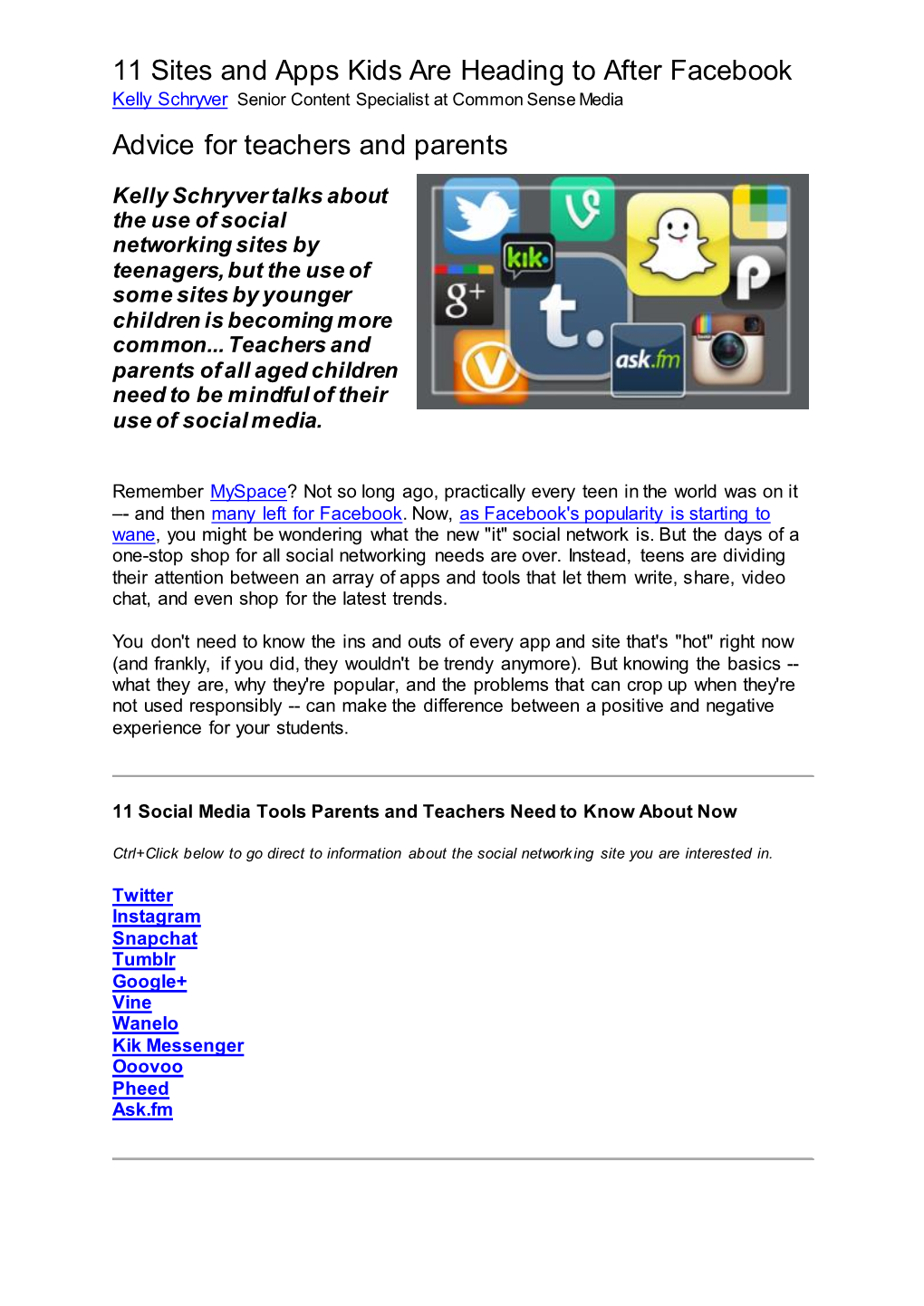 Social Media Advice for Teachers and Parents