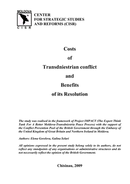 Costs of Transdniestrian Conflict and Benefits of Its Resolution