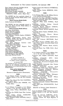 Supplement to the London Gazette, Ist January 1969