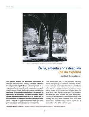 Óvila, Setenta Años Después (De Su Expolio)