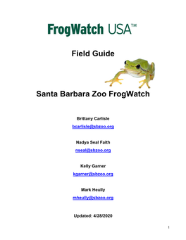 Field Guide Santa Barbara Zoo Frogwatch