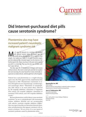 Did Internet-Purchased Diet Pills Cause Serotonin Syndrome?