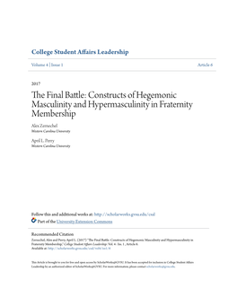The Final Battle: Constructs of Hegemonic Masculinity and Hypermasculinity in Fraternity Membership