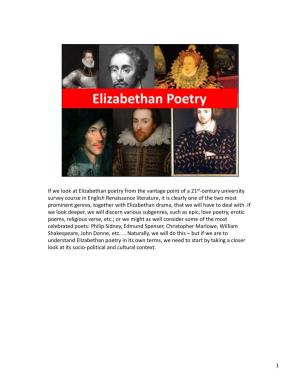 If We Look at Elizabethan Poetry from the Vantage Point of a 21St‐Century