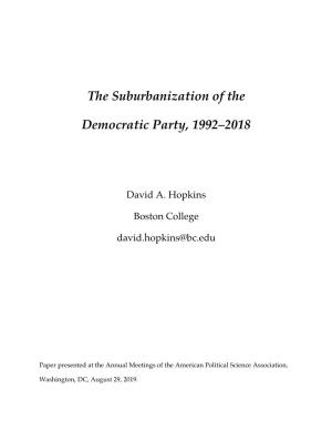 The Suburbanization of the Democratic Party, 1992–2018