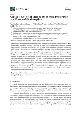 Chrebp-Knockout Mice Show Sucrose Intolerance and Fructose Malabsorption