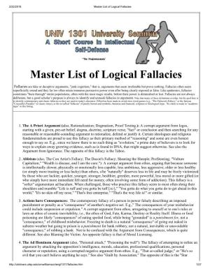 Master List of Logical Fallacies