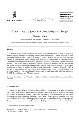 Forecasting the Growth of Complexity and Change