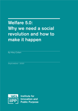 Welfare 5.0: Why We Need a Social Revolution and How to Make It Happen