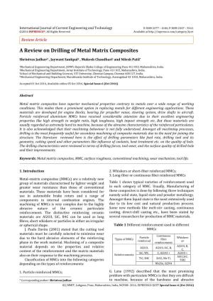A Review on Drilling of Metal Matrix Composites