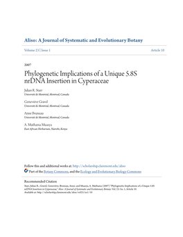 Phylogenetic Implications of a Unique 5.8S Nrdna Insertion in Cyperaceae Julian R