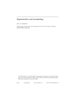 Segmentation and Morphology