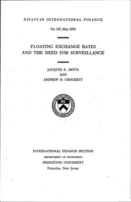 Floating Exchange Rates and the Need for Surveillance