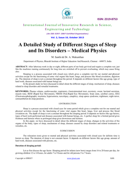 A Detailed Study of Different Stages of Sleep and Its Disorders – Medical Physics