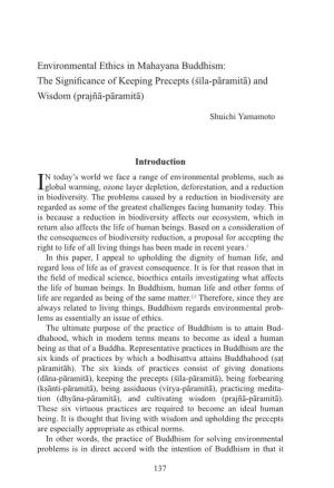 Environmental Ethics in Mahayana Buddhism: the Signiﬁcance of Keeping Precepts (ß¥La-Påramitå) and Wisdom (Prajñå-Påramitå)