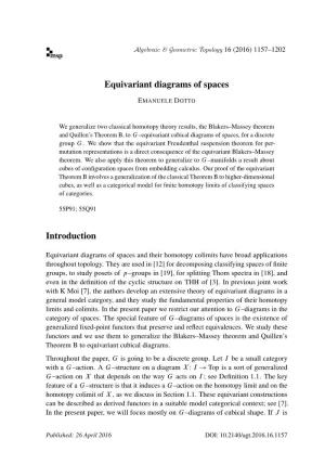 Equivariant Diagrams of Spaces