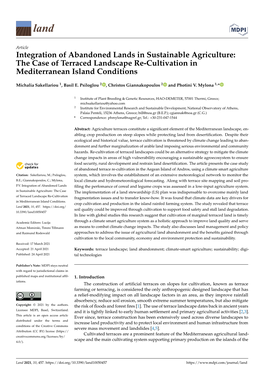 Integration of Abandoned Lands in Sustainable Agriculture: the Case of Terraced Landscape Re-Cultivation in Mediterranean Island Conditions
