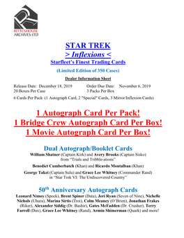 Star Trek Inflexions Trading Cards Sell Sheet