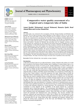 Comparative Water Quality Assessment of a Tropical and A