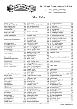 School Codes