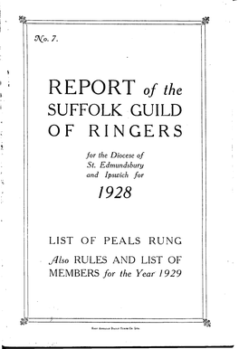 REPORT of the SUFFOLK GUILD O F RINGERS