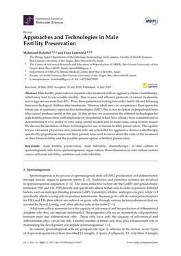 Approaches and Technologies in Male Fertility Preservation