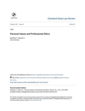 Personal Values and Professional Ethics