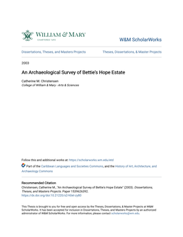 An Archaeological Survey of Bettie's Hope Estate