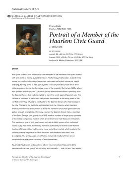 Portrait of a Member of the Haarlem Civic Guard C