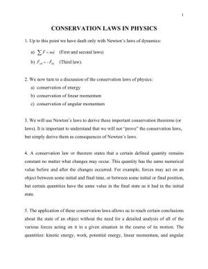 Conservation Laws in Physics ∑