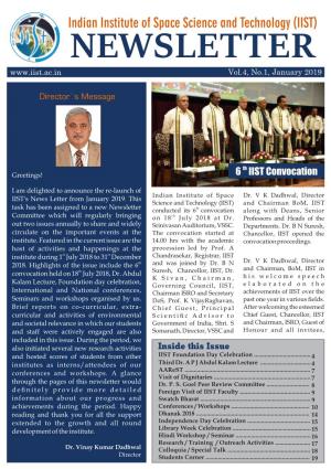 Indian Institute of Space Science and Technology (IIST) NEWSLETTER Vol.4, No.1, January 2019