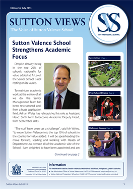 SUTTON VIEWS the Voice of Sutton Valence School