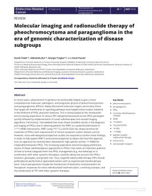 Molecular Imaging and Radionuclide Therapy of Pheochromocytoma and Paraganglioma in the Era of Genomic Characterization of Disease Subgroups