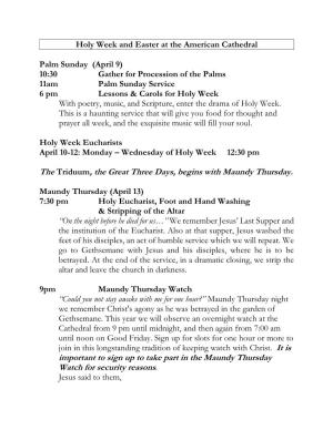 Holy Week and Easter at the American Cathedral Palm Sunday