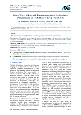 Role of Chest X-Ray with Ultrasonography in Evaluation of Pneumonia in an Icu Setting: a Prospective Study