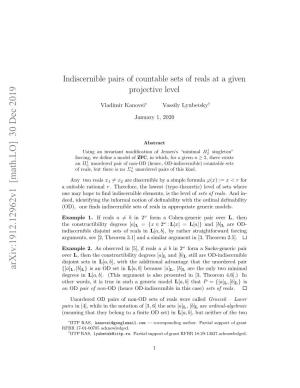 Indiscernible Pairs of Countable Sets of Reals at a Given Projective Level
