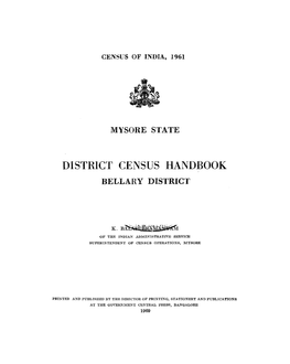 District Census Handbook, Bellary