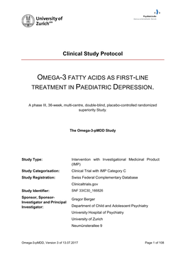 Omega-3 Fatty Acids As First-Line Treatment in Paediatric Depression