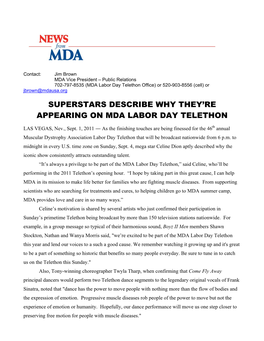Superstars Describe Why They're Appearing on Mda Labor Day Telethon
