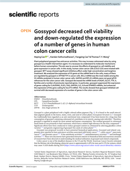Gossypol Decreased Cell Viability and Down-Regulated the Expression of A